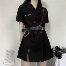 Load image into Gallery viewer, Rosetic Short Bandage Dress Women Gothic Punk Belt Long Sleeve Streetwear Black Goth Mini Vestidos Casual Dresses Spring 2020
