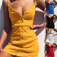 Load image into Gallery viewer, 2020 Summer Mini Dress Women Fashion Women's Sexy Retro Suspender Buttock Dress Casual Ladies Zipper Dresses Sexy Mini Dress

