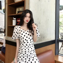 Load image into Gallery viewer, 2020 New  Women's Summer Dress Korean Chic Retro Pleated Sequin Polka Dot Medium Length Temperament Dress
