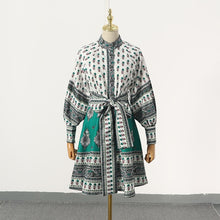 Load image into Gallery viewer, DEAT 2020 new summer fashion women clothes round neck vintage Vacation lantern sleeves linen flower printed dresses WG84206L
